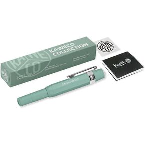 Kaweco COLLECTION Fountain Pen Smooth Sage, Fine Nib Sport Octagonal Clip Chrome