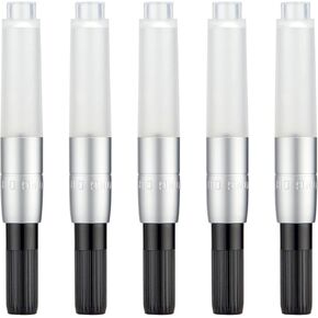 Hongdian Fountain Pen Ink Converter 5 Pack Set, Bore Diameter 3.4mm, Short Style Compatible with M1 M2 Pocket Mini Fountain Pen, Silver