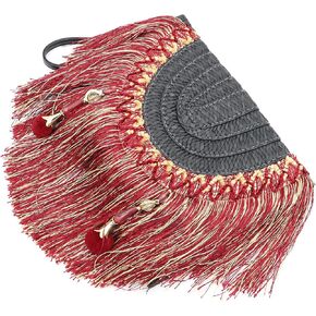 Clutch Purse for Women, Straw Envelope Package, Long Red Tassels Clutch Bags, Bohemian Handbags With Crossbody Shoulder Strap, Straw Bag Suitable for Beach, Travel, Daily Matching