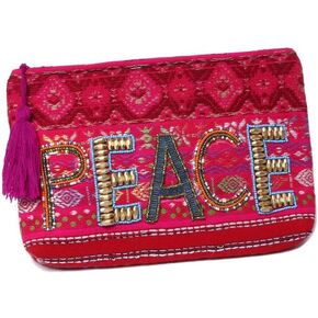 Women's Peach of Cake Hand Embroidered Beaded Clutch, Pink, One Size