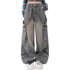 Y2K Women's Jeans Hip Hop Street Fashion Retro Design Casual Low Waist Loose Straight Leg Jeans Gothic Denim Overalls