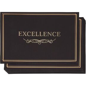 Certificate Holder - 12-Pack Diploma Cover, Document Cover for Letter-Sized Award Certificates, 300 GSM, Excellence Gold Foil Print, Black, 11.2 x 8.8 Inches