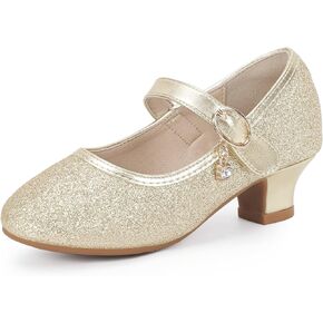 Hehainom Girls Dress Shoes Low Heels Flower Girl Mary Jane Princess School Wedding Party Toddler Little Kid Pump Shoes