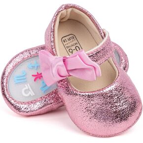 HsdsBebe Baby Girls Mary Jane Flats Non Slip Soft Sole Bowknot Princess Wedding Dress Shoes Toddler First Walkers Infant Newborn Baptism Crib Shoes