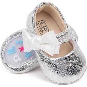 HsdsBebe Baby Girls Mary Jane Flats Non Slip Soft Sole Bowknot Princess Wedding Dress Shoes Toddler First Walkers Infant Newborn Baptism Crib Shoes