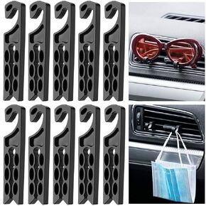 10 Pieces Car Vent Hook Hanger Car Air Vent Holder Mobile Phone Car Mount Earphone Cable Winder Sunglasses Glasses Keychain Organizer Hanger Storage Hook (Black)