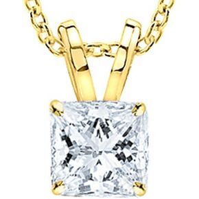 1/2 Carat GIA Certified Solitaire Princess Cut Diamond Pendant (0.5 Ct D-E Color, I1 Clarity) w/Gold Chain
