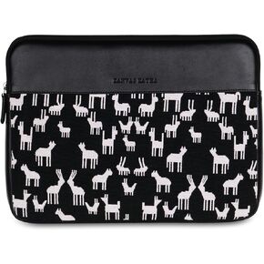 Jacquard Laptop Sleeve/Fits upto 13inch Laptop - Ipad, Tablet/Stylish & Durable/Woven Jacquard and PU combination/Secured Zipper Closure/Black