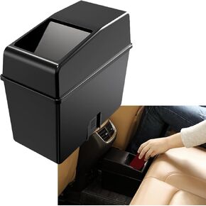 Pack-1 Car Trash Can, Multi-Functional Car Organizer Can with Lid, 8.26" x 7.87" x 3.93" Portable Storage Box, Universal Waterproof Trash Can, for Cars, Families, Offices (Black)
