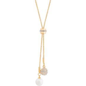 Sacina Dainty Long Rhinestone Pearl Necklace, Long Necklace, Long Chain Necklace for Women, Boho Necklace, Y Necklace, Christmas Jewelry Gift