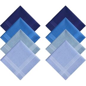 8 Pack Men's Handkerchiefs Cotton Handkerchiefs for Men 16 inch Large Mens Pocket Square Hankies Gents Hankerchieves for Men Women
