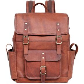 Vintage Leather Backpack for Men - Large Capacity Laptop Rucksack | Designer Leather Travel Backpack with Laptop & Tablet Compartments | Professional Business Mens Leather Bookbag