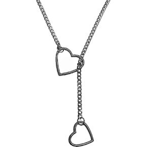 Heart O-ring Slip Chain Necklace for Women,Punk Gothic Stainless Steel Cuban Necklace for Women Adjustable Lariat Y-Necklace for Men,Size 24 '' 29 '' 34 ''