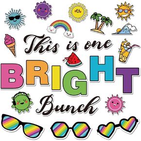 56 Pcs Summer Cutouts Bulletin Board Decorations, This is One Bright Bunch Hawaiian Theme Summer Classroom Office Decorations, Summer Bulletin Board Wall Decor for Back to School Decorations