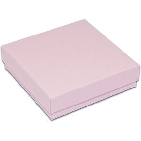 TheDisplayGuys 100-Pack #32 Cotton Filled Cardboard Paper Jewelry Box Gift Case - Pink (3 1/4" x 2 1/4" x 1")