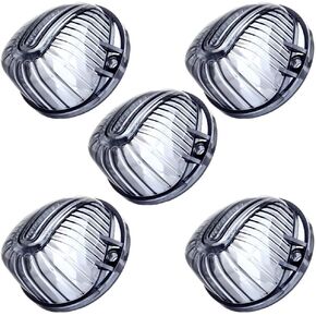 Smoke Round-Shape Cab Marker Cover Lens Top Roof Light Clearance Running Light Cover Lens Compatible with C/K Series 1973-1987 Full Size Pickup Trucks (5 pcs)