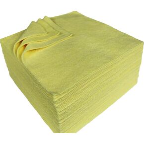 Detailer's Preference Edgeless Microfiber Cleaning Cloths – Bulk Car Detailing Towels for Washing and Drying (300 GSM, 12 x 12 Inches, Yellow, 50 Pack)