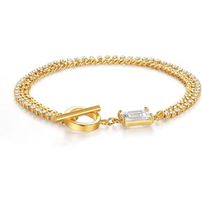 18K Gold Plated Link Bracelets Zirconia Trendy Bracelet Dainty Chain Bracelet For Women Mother Gift
