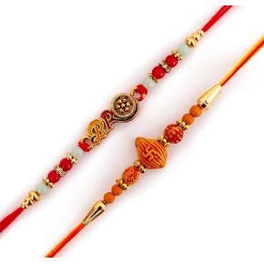 Rakhi for Brother Set of 2 with Greeting Card, Beautiful Designer Raksha Bandhan Rakhi Gift Set for Brother Bhaiya Bhai Bro, Traditional Indian Style Rakshbandhan Rakhi Gifts for Brother