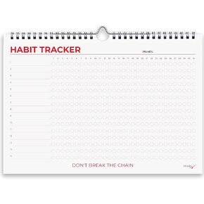 Hadigu Habit Tracker Calendar (Undated 12 Month) Colorful Motivational Design, Spiral Bound and Hanger, A4 Size (8,3"x11.7") Quality Heavy Paper, Monthly Habit Tracker Journal, Goal Tracker, Workout