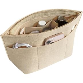 Felt Bag Organizer Insert Purse Organizer Handbag Organizer for Women Purse Shaper Tote Handbag Organizer Inside Bag Liner, Beige L