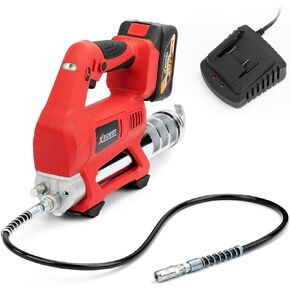 XDOVET Cordless Grease Gun Battery Powered,18V Professional Electric Grease Gun Kit with 10000 PSI, Maximum grease capacity 14 OZ with 30-inch flexible hose, 4 Point Base