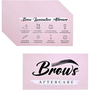 Brow Lamination Aftercare Cards Pink Eyebrow Lamination Supplies 2x3.5" After Care Advice Instruction Business Card 100pcs