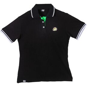 Women's Polo Shirt - Embroidered Milk, Mocha and Matcha Patches Comfy Semi-Stretchy Pearl Buttons