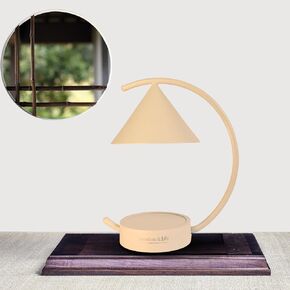 Moonlit Touch-Contrl Candle Lamp,w/ 2Bulbs,Moon-shaped,Japanese Captivating Aromatherapy Sculpture,Intuitive Touch-On/Off&Dim,Sustainable Bamboo Base,Compact w/11.6"Height for Varieties of Jar Candles