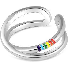 Pride Rings Intertwined Crossover Rings Rainbow Rings Statement Open Ring Stacking Finger Band Ring Jewelry Birthday Gift Bisexual Ring