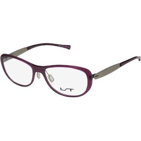 LT Lightec 7034l Mens/Womens Designer Full-Rim Shape Spring Hinges Cold Insert Modern Eyeglasses/Eye Glasses (52-15-135, Purple/Silver)