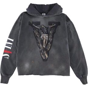 Chainsaw Man Unisex Hoodies Smoke V Letter Graphic Rapper Gothic Skull Angel Cotton Pullover Hooded Sweatshirt in Kuwait