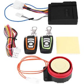 Motorcycle Anti-Theft Security System, 12V 125DB Anti-Trimming Waterproof Motorcycle Alarm System with Double Color Remote Control and Shock Sensor for Motorbike Bike Tricycle