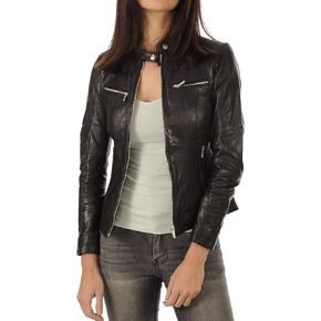 Women's Lambskin Leather Bomber Biker Jacket