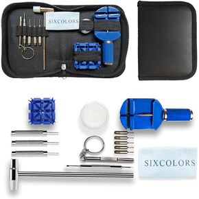 Watch Link Band Pin Removal Tool Kit, Professional Watch Repair Tool Kit with Black Storage Bag Suitable for Watch Band Bracelet Adjustment, Replacement with Spring Bar Tool, Small Hammer
