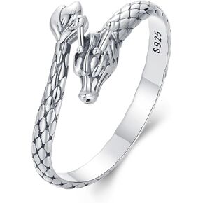 925 Sterling Silver Dainty Dragon Open Rings Animal Adjustable Wrap Finger Rings for Women Stacking Rings Statement Rings Fine Jewelry