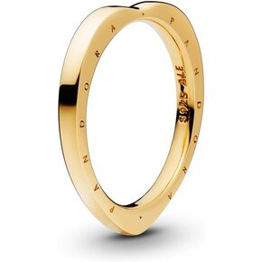 Pandora Signature Arcs of Love - Authentic Ring Shine - Stackable Ring Jewelry for Women - 18k Gold Plated Sterling Silver - Size 6, With Gift Box
