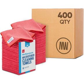 12" x 12" Microfiber Cleaning Cloths (50 Pack) - Reusable Towels, Wash Rags, Dust Cloth, All-Purpose: Kitchen, Dish, Cars, Shop, Glass (White)