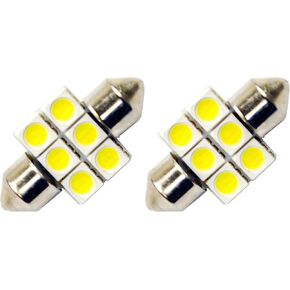 31MM-6SMD5050 Pure White LED Light Bulb (Car Festoon Dome Map 31mm 6-SMD DE3175 DE3022) (Non-Carb Compliant)