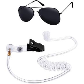 Spy Earpiece Headphones Spy Costume Women Men In-Black Costume Accessories Props Spy Gear Glasses Men-In Black Props,Security Guard Secret Agent Costume With Earpiece Earplugs For Mib Fbi Costume
