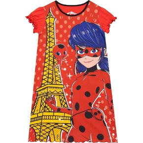 Miraculous Ladybug Nightgown | Polka Dot Girls Nightgown | Tikki Girls' Nightgowns & Sleep Shirts | Sizes 5 To 12, Red