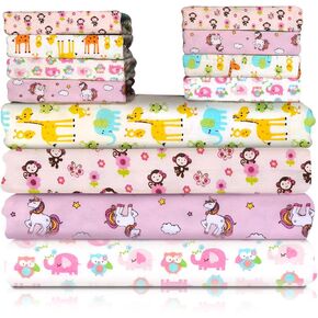 Omilion Receiving Blanket for Baby – 4 Pack – 30 inch x 30 inch – 100% Flannel Cotton - Mixed Patterned Designs – Includes Infant Washcloth 30 Pack
