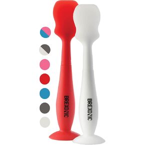 Brexonic Diaper Cream Spatula, Baby Butt Spatula For Diaper Cream, Soft Flexible Silicone Baby Bum Brush, Suction Base Diaper Cream Applicator (2 Pk White & Grey)
