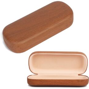 Hard Shell Glasses Case, Portable Wood Grain Sunglasses Case, Large Eyeglass Cases Concise With Cleaning Cloth for Women Men