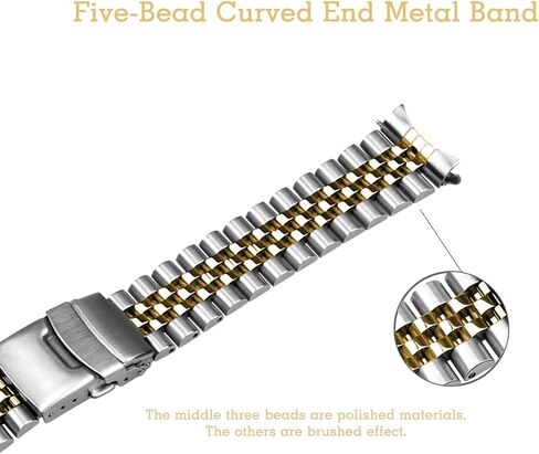 20mm 22mm Stainless Steel Curved End Watch Band Replacement Double FlipLock Buckle Metal Watch Strap Bracelet for Men Women in Saudi Arabia