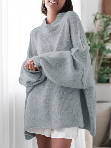 Saodimallsu Womens Oversized Sweaters Mock Neck Batwing Long Sleeve 2024 Fall Trendy Ribbed Knit Casual Tunic Sweater in Saudi Arabia