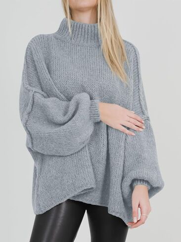 Saodimallsu Womens Oversized Sweaters Mock Neck Batwing Long Sleeve 2024 Fall Trendy Ribbed Knit Casual Tunic Sweater in Saudi Arabia