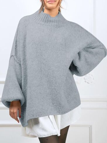 Saodimallsu Womens Oversized Sweaters Mock Neck Batwing Long Sleeve 2024 Fall Trendy Ribbed Knit Casual Tunic Sweater in Saudi Arabia
