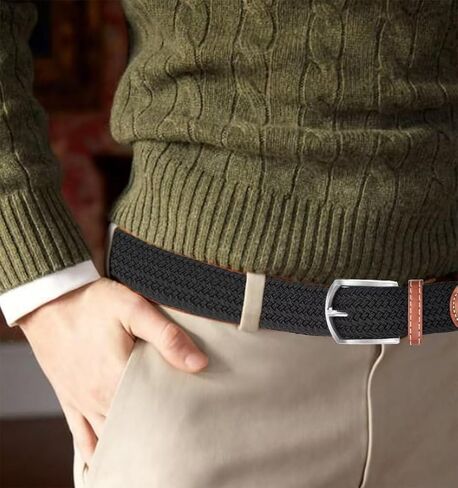 Belts for Men and Women Elastic Braided Jeans Pants Cloth Stretch Womens Boy Girl Lady Ladies Casual Waist Golf Fabric Summer Work Black Fashion Color Colorful Print Stretch Woven Belt in Saudi Arabia