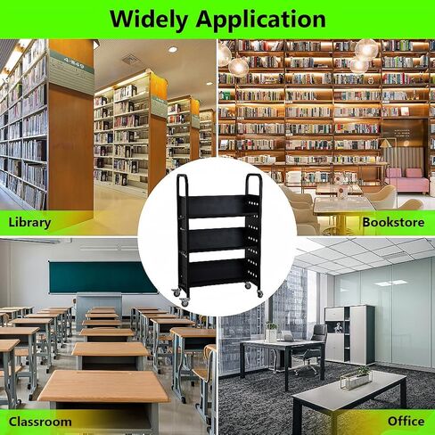 GAOMON Book Cart, 3-Layer V-Shaped Black Library Book Cart, 200LBS Loading Capacity Book Cart with Lockable Rolling Pulleys for Libraries, Bookstores, Classrooms, Offices in Saudi Arabia